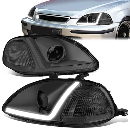 FAROS 96-98 HONDA CIVIC - LED RUNNING LIGHT REQUIRES WIRING INTO EXISTING LIGHTING WIRE HARNESS - LED DRL - PROJECTOR - SMOKE HOUSING / CLEAR CORNER - H7 LOW BEAM / H7 HIGH BEAM