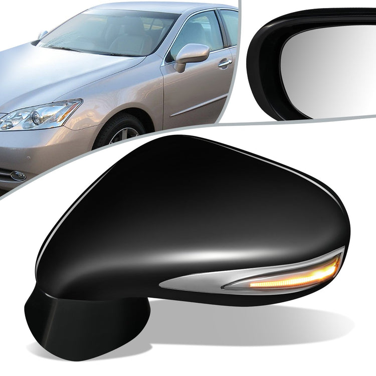 RETROVISOR MIRROR - OEM - 07-12 LEXUS ES350 - POWERED - HEATED - W/ SIGNAL LIGHT - W/ MEMORY - W/ PUDDLE LIGHT - FOLDING - BLACK MATERIAL - LEFT