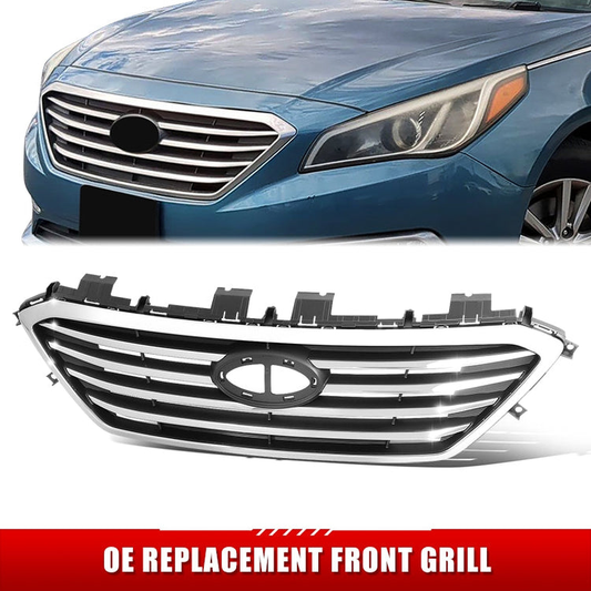 PARRILLA GRILLE - HY SONATA '15-'17/'18-'19/ GRILLE ASS'Y 15-17/ PAINTED SILVER W/CHROME MLDG/ (W/O AUTO CRUISE) (STD)//PARTS.NO,HY1200174//OEM NO,86350C2000