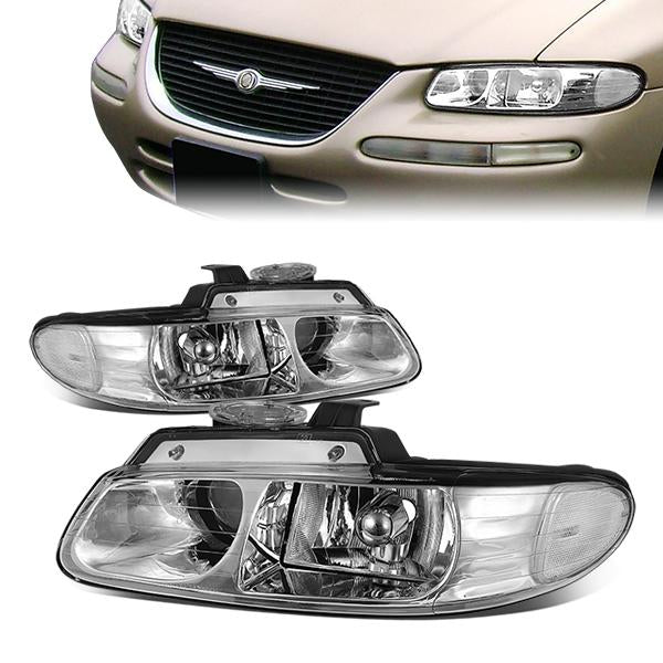 FAROS 96-00 DODGE CARAVAN, GRAND CARAVAN, PLYMOUTH VOYAGER, GRAND VOYAGER, CHRYSLER TOWN & COUNTRY, CHRYSLER VOYAGER, GRAND VOYAGER - 3DR/4DR - LED - 9005XS LOW BEAM / 9005 HIGH - CHROME HOUSING / CLEAR CORNER