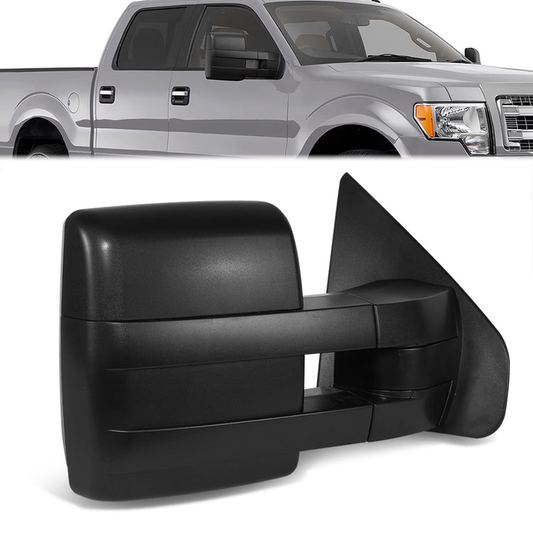 RETROVISOR MIRROR - OE STYLE - FORD F-150 07-12 - WITH POWER DUAL MIRROR WITH HEATED GLASS CHROME COVER - PASSENGER SIDE - SMOOTH - BLACK / CHROME