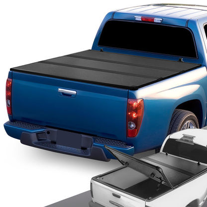 TAPADERA DE CAJUELA TONNEAU COVER - HARD TRI-FOLD - 04-12 CHEVY COLORADO, GMC CANYON / 07-08 ISUZU I-290 - FITS 6FT FLEETSIDE / STYLESIDE BED MODELS ONLY