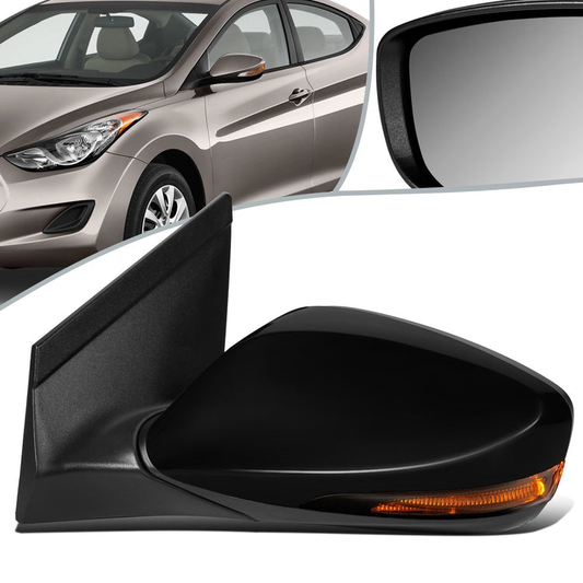 RETROVISOR MIRROR - OEM - 11-13 HYUNDAI ELANTRA - POWERED - HEATED - W/ SIGNAL LIGHT - FOLDING - BLACK MATERIAL - LEFT