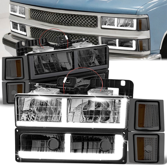 FAROS SMOKE LENS,AMBER REFLECTOR,CHROME HOUSING - 8PCS - LED BAR - 94 CHEVROLET BLAZER / 94-99 CHEVROLET C1500 / 94-99 CHEVROLET C1500 SUBURBAN / 94-00 CHEVROLET C2500 / 94-99 CHEVROLET C2500 SUBURBAN / 94-00 CHEVROLET C3500 / 94-99 CHEVROLET K1500 /
