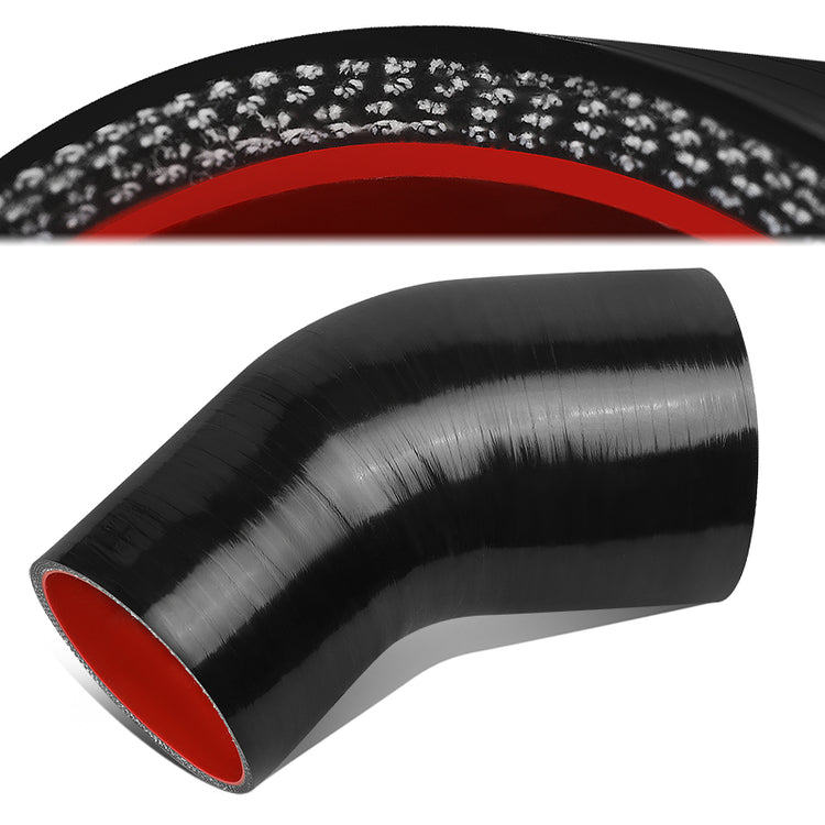 COPLE DE SILICON 3-PLY - 3.00" TO 3.50" REDUCER W/ 90 DEGREE - BLACK / RED - RM7-4