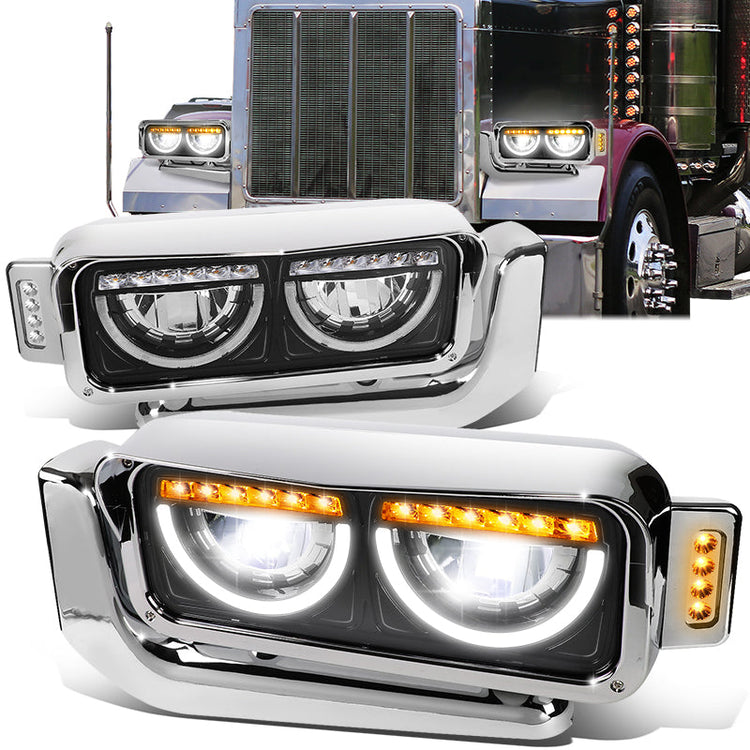 FAROS 81-88 PETERBILT 359 / 87-07 PETERBILT 379 / 08-21 PETERBILT 389 - REQUIRES WIRING TO VEHICLES LIGHTING HARNESS - BLACK