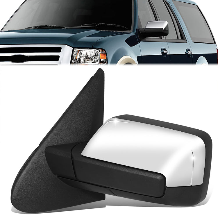 RETROVISOR MIRROR - OE STYLE - FORD EXPEDITION 13-14 - LINCOLN NAVIGATOR 12-14 - WITH POWER FOLD WITH HEATED WITH SIGNAL WITH MEMORY CHROME COVER - DRIVER SIDE - SMOOTH - BLACK / CHROME
