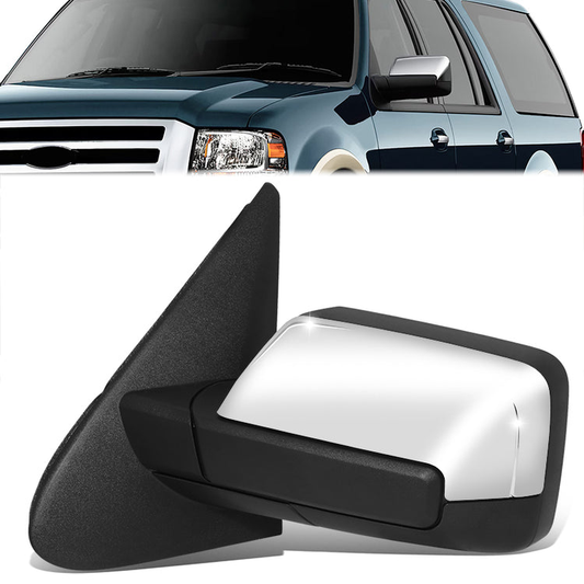 RETROVISOR MIRROR - OE STYLE - FORD EXPEDITION 13-14 - LINCOLN NAVIGATOR 12-14 - WITH POWER FOLD WITH HEATED WITH SIGNAL WITH MEMORY CHROME COVER - DRIVER SIDE - SMOOTH - BLACK / CHROME