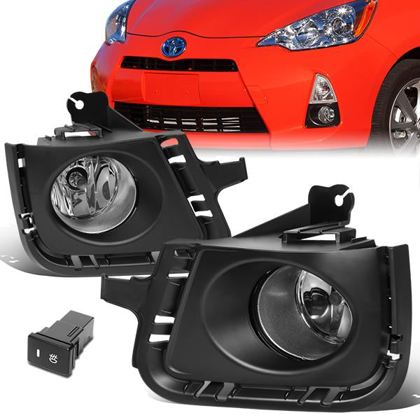 FAROS DE NIEBLA 12-14 TOYOTA PRIUS C - WITH SWITCH, BEZEL - CHROME / CLEAR