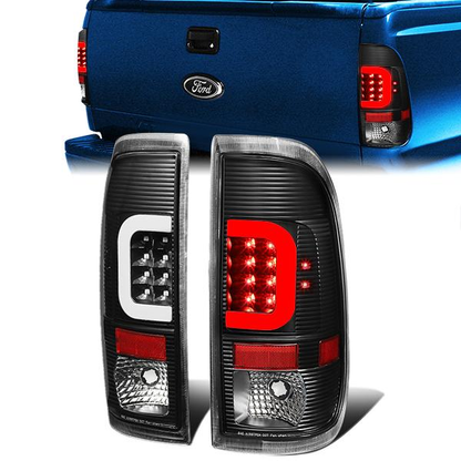 FAROS TRASEROS 08-16 FORD F-250, F-350, F-450, F-550 - SUPER DUTY / 09-16 FORD F-350, F-450 / 15-16 FORD F-550 - C-BAR - 3D - LED - BLACK / CLEAR