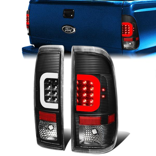 FAROS TRASEROS 08-16 FORD F-250, F-350, F-450, F-550 - SUPER DUTY / 09-16 FORD F-350, F-450 / 15-16 FORD F-550 - C-BAR - 3D - LED - BLACK / CLEAR