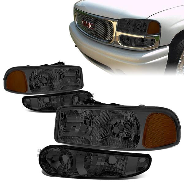 FAROS 2001 GMC SIERRA C3 / 02-06 GMC SIERRA 1500 DENALI / 07 GMC SIERRA 1500 DENALI CLASSIC / 01-06 GMC YUKON DENALI, YUKON XL 1500 DENALI - SMOKE HOUSING / AMBER CORNER - 9006 LOW BEAM / 9005 HIGH BEAM