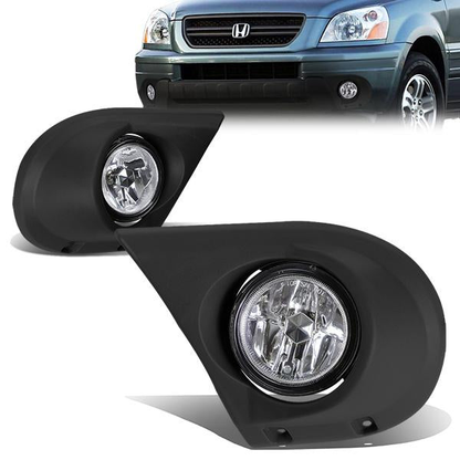 FAROS DE NIEBLA 03-05 HONDA PILOT - WITH BEZEL - H11 BULB - CHROME / CLEAR