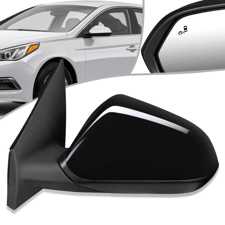 RETROVISOR MIRROR - OEM - 15-17 HYUNDAI SONATA - POWERED - W/ BSD - FOLDING - TEXTURED - BLACK MATERIAL - LEFT