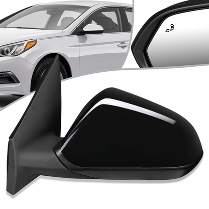 RETROVISOR MIRROR - OEM - 15-17 HYUNDAI SONATA - POWERED - W/ BSD - FOLDING - TEXTURED - BLACK MATERIAL - LEFT