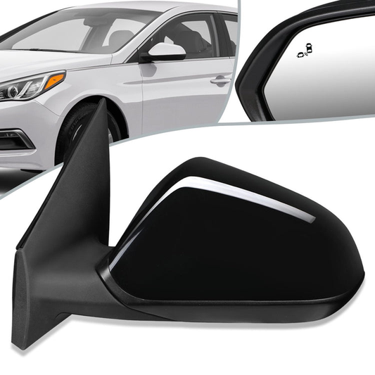 RETROVISOR MIRROR - OEM - 15-17 HYUNDAI SONATA - POWERED - W/ BSD - FOLDING - TEXTURED - BLACK MATERIAL - LEFT
