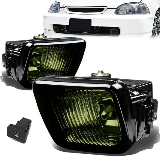 FAROS DE NIEBLA 96-98 HONDA CIVIC 2/3/4-DR - W/ SWITCH - H3 BULB - SMOKE