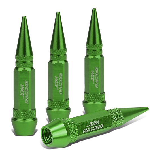 ACCESORIOS 60MM / 2.30" TALL - SPIKED - LUG NUT STYLE - GREEN