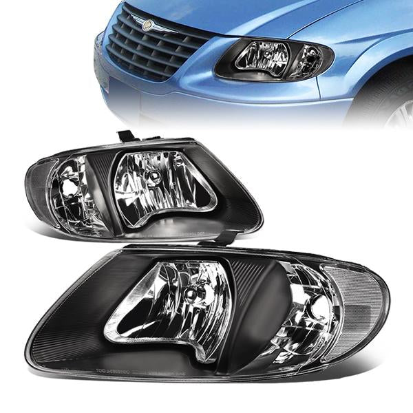 FAROS 01-07 CHRYSLER TOWN & COUNTRY / 01-07 DODGE CARAVAN / 01-07 DODGE GRAND CARAVAN / 01-03 CHRYSLER VOYAGER - FIT MODELS WITH 113 WHEEL BASE ONLY - OE STYLE - BLACK HOUSING / CLEAR CORNER - 9007 LOW BEAM / HIGH BEAM
