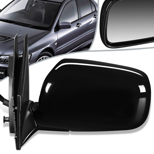 RETROVISOR MIRROR - OEM - 02-07 MITSUBISHI LANCER - POWERED - HEATED - PAINTABLE - BLACK - LEFT