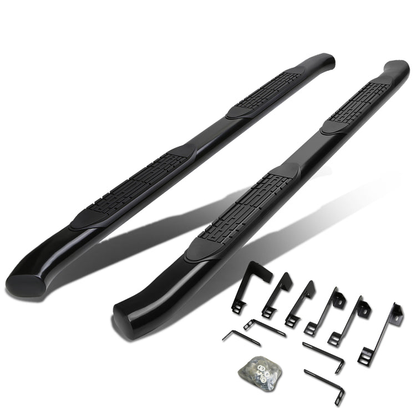 ESTRIBOS 4" - OVAL - 45 DEG - 99-16 CHEVY SILVERADO 1500, 2500, 3500 - EXTENDED CAB - BLACK