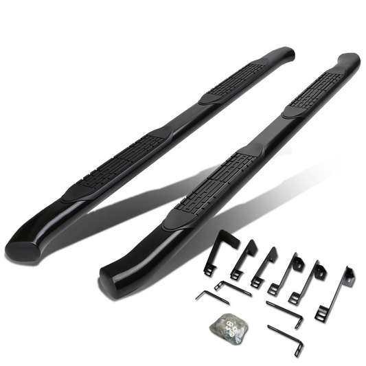 ESTRIBOS 4" - OVAL - 45 DEG - 99-16 CHEVY SILVERADO 1500, 2500, 3500 - EXTENDED CAB - BLACK