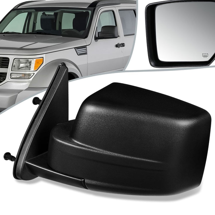 RETROVISOR MIRROR - 07-11 DODGE NITRO - POWERED - HEATED - OEM - LEFT - TEXTURED/BLACK