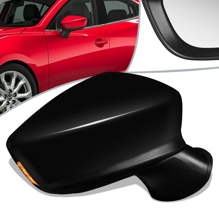 RETROVISOR MIRROR - OEM - 14-15 MAZDA 3 - POWERED - HEATED - PAINTABLE - BLACK - RIGHT