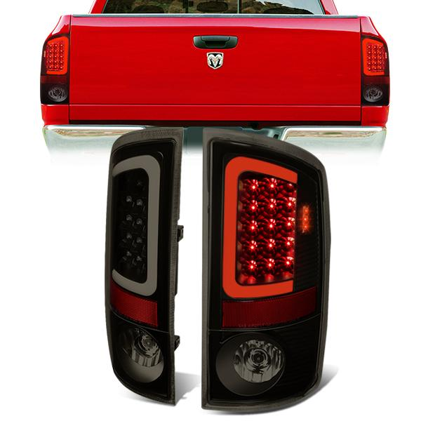 FAROS TRASEROS 07-08 DODGE RAM 1500 / 07-09 DODGE RAM 2500 , 3500 - C-BAR - 3D - U-HALO LED - BLACK / SMOKE