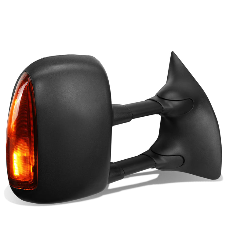 RETROVISORES EXTENDIBLES TOWING MIRROR - 99-07 FORD F-250, F-350, F-450, F-550 - SUPER DUTY - RIGHT - POWERED W/ HEATED - AMBER SIGNAL - BLACK