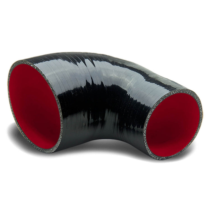COPLE DE SILICON 3-PLY - 3.00" TO 3.50" REDUCER W/ 90 DEGREE - BLACK / RED