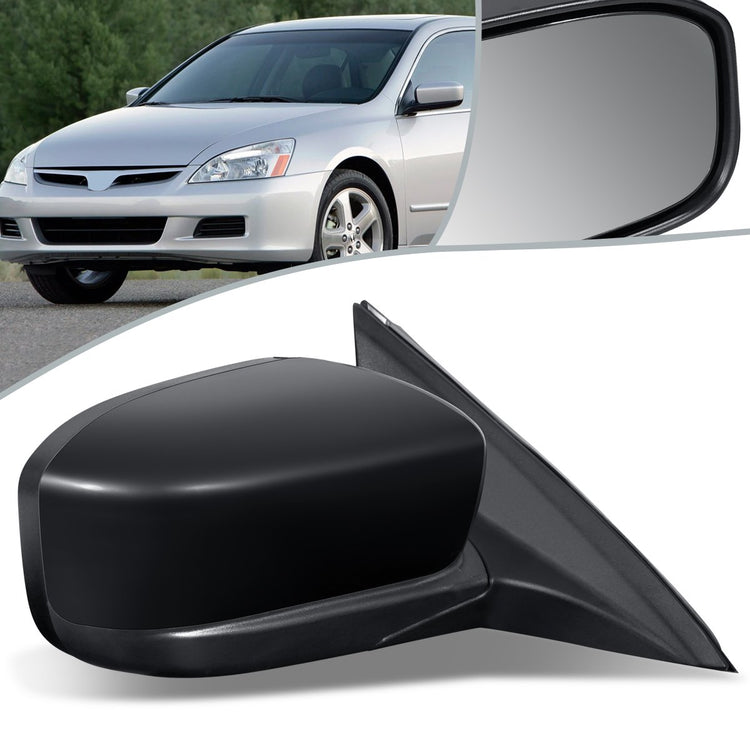 RETROVISOR MIRROR - OEM - 03-07 HONDA ACCORD 4-DR - MANUAL - W/ LEVER - FOLDING - BLACK MATERIAL - RIGHT