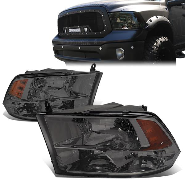 FAROS 09-10 DODGE RAM 1500 / 2010 DODGE RAM 2500, 3500 / 11-18 DODGE RAM 1500, 2500, 3500, 4500, 5500 - FITS 2009 NEW BODY STLYLE MODELS ONLY - WILL NOT FIT MODELS IWTH FACTORY PROJECTOR LED STYLE HEADLIGHTS - ONLY FITS MODELS WITH QUAD HEADLAMPS - SMOKE