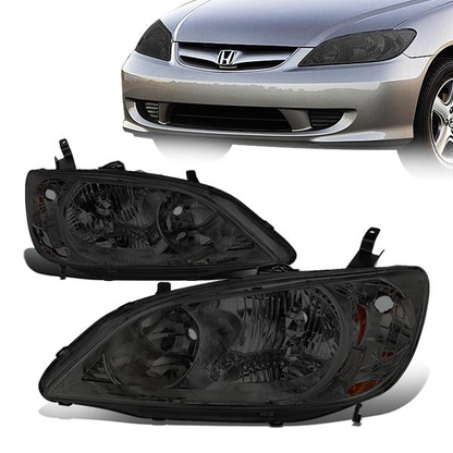 FAROS 04-05 HONDA CIVIC 2/4-DOOR - DOES NOT FIT CIVIC SI 3-DOOR MODELS - OE STYLE - 9006 LOW BEAM / 9005 HIGH BEAM - SMOKE HOUSING / AMBER CORNER
