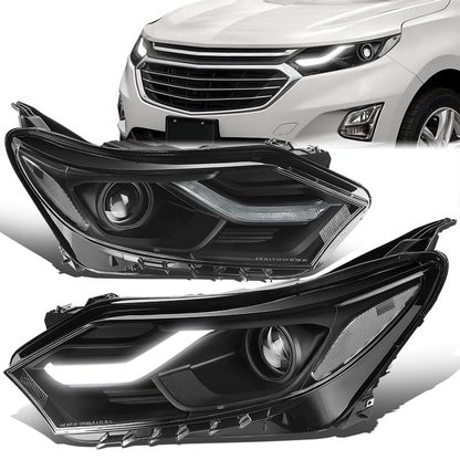FAROS 18-21 CHEVROLET EQUINOX - ONLY FITS MODELS WITH FACTORY HALOGEN HEADLIGHTS - DOES NOT FIT HID XENON OR LED HEADLIGHT MODELS - PROJECTOR - LED DRL - BLACK HOUSING / CLEAR CORNER - 9012 H1R2 LOW BEAM / HIGH BEAM