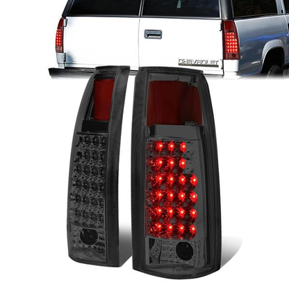 FAROS TRASEROS 89-90 CHEVY C1500 , C2500 , C3500 / 1990 CHEVY K1500 , K2500 , K3500 , GMC C1500 , C2500 , C3500 - LED - CHROME / SMOKE