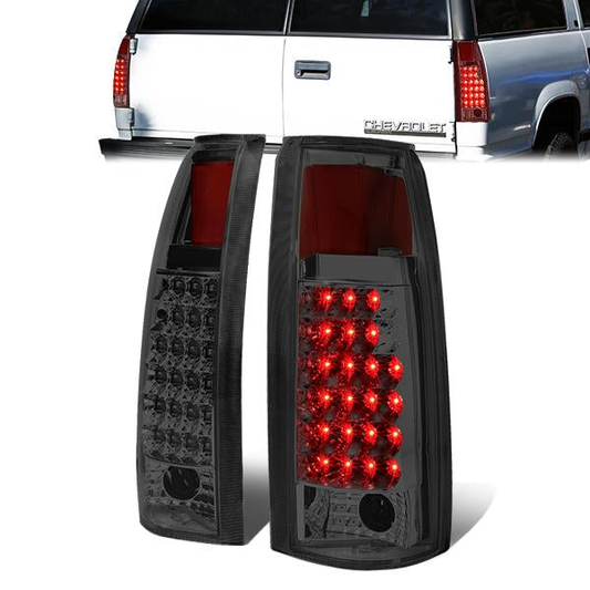 FAROS TRASEROS 89-90 CHEVY C1500 , C2500 , C3500 / 1990 CHEVY K1500 , K2500 , K3500 , GMC C1500 , C2500 , C3500 - LED - CHROME / SMOKE