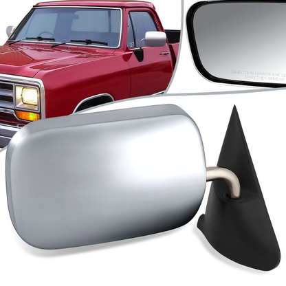 RETROVISOR MIRROR - OEM - 94-97 DODGE RAM 1500, 2500, 3500 - POWERED - CHROME - RIGHT