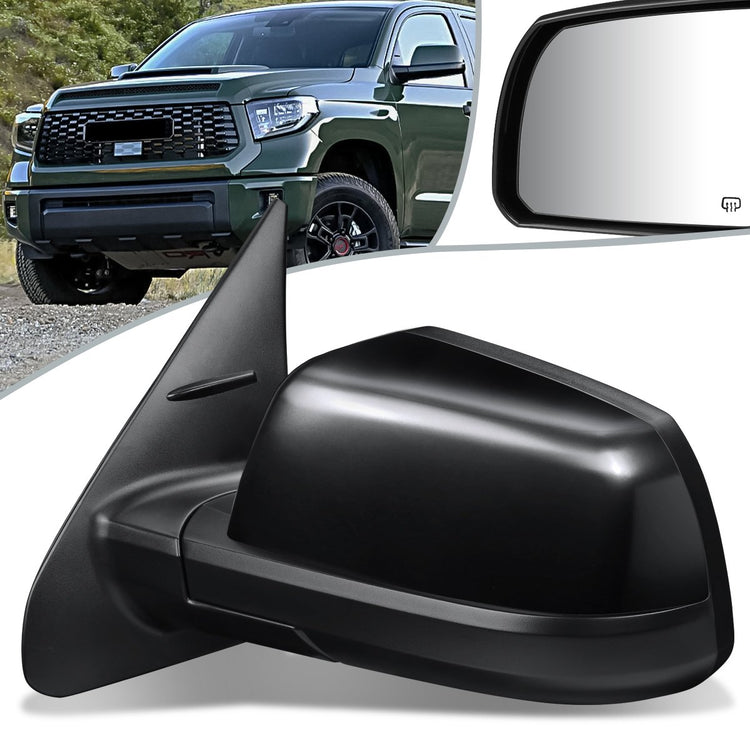 RETROVISOR MIRROR - OEM - 14-17 TOYOTA TUNDRA - POWER MIRROR ADJUSTMENT - HEATED - FOLDING - W/O TURN SIGNAL OR PUDDLE LIGHT - PAINTABLE - ONLY FITS VEHICLELS WITH MATCHING FUNCTIONS AS MIRROR - BLACK - LEFT