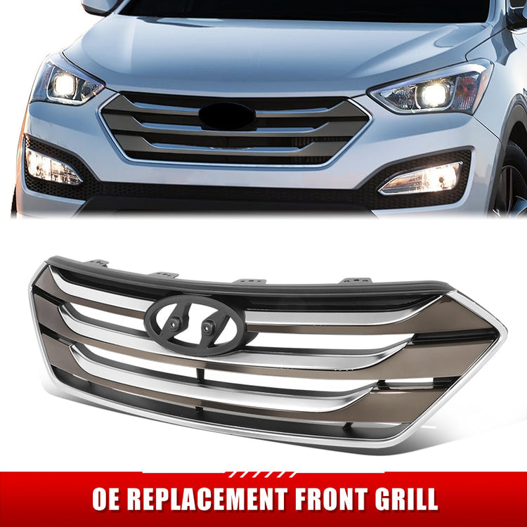 PARRILLA GRILLE - HY SNTA FE 13-18/19-22/ GRILLE ASS'Y 15-16/ CHROME/BLACK/ (W/SMOKE MOULDING)/ (SANTA FE SPORT)