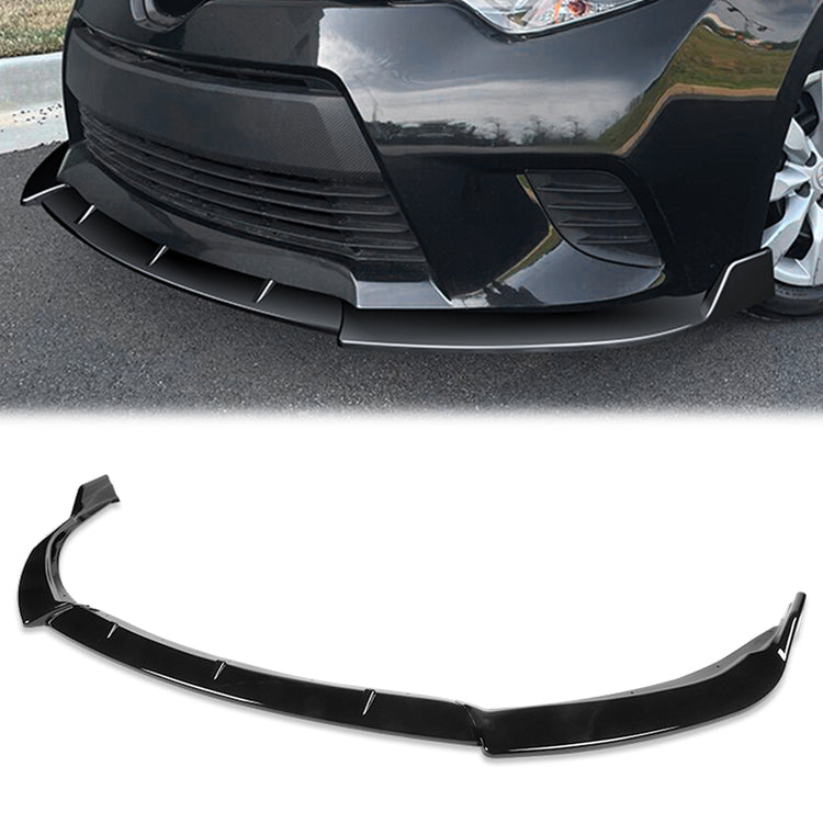 LIP FRONTAL 14-16 TOYOTA COROLLA - FITS LE,CE MODELS ONLY - REQUIRES DRILLING BUMPER FOR INSTALLATION - 3PC - PAINTED GLOSS BLACK