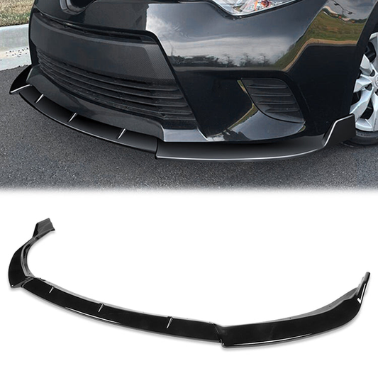 LIP FRONTAL 14-16 TOYOTA COROLLA - FITS LE,CE MODELS ONLY - REQUIRES DRILLING BUMPER FOR INSTALLATION - 3PC - PAINTED GLOSS BLACK