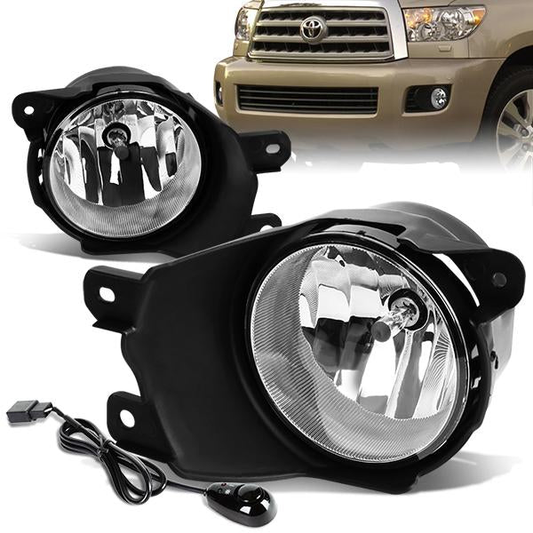 FAROS DE NIEBLA 08-17 TOYOTA SEQUOIA - WITH SWITCH - H10 BULB - CHROME / CLEAR