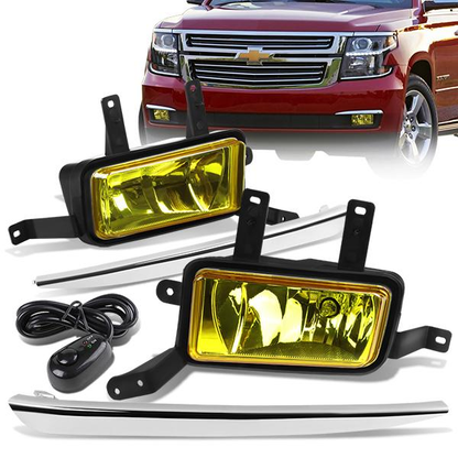 FAROS DE NIEBLA 15-20 CHEVY TAHOE, SUBURBAN / 16-19 SUBURBAN 3500HD - WITH SWITCH, CHROME TRIM BEZEL - 5202 BULB - AMBER