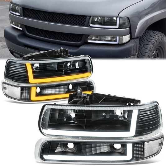 FAROS 99-02 CHEVY SILVERADO/AVALANCHE//WHITE HOOD, WHITE REVERSE, BLACK BOTTOM WATER BURST FLASH GUIDE,4P
