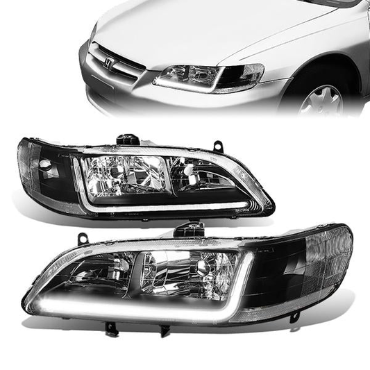FAROS 98-02 HONDA ACCORD 2/4-DOOR - LED DRL - BLACK HOUSING / CLEAR CORNER - 9006 LOW BEAM / 9005 HIGH BEAM