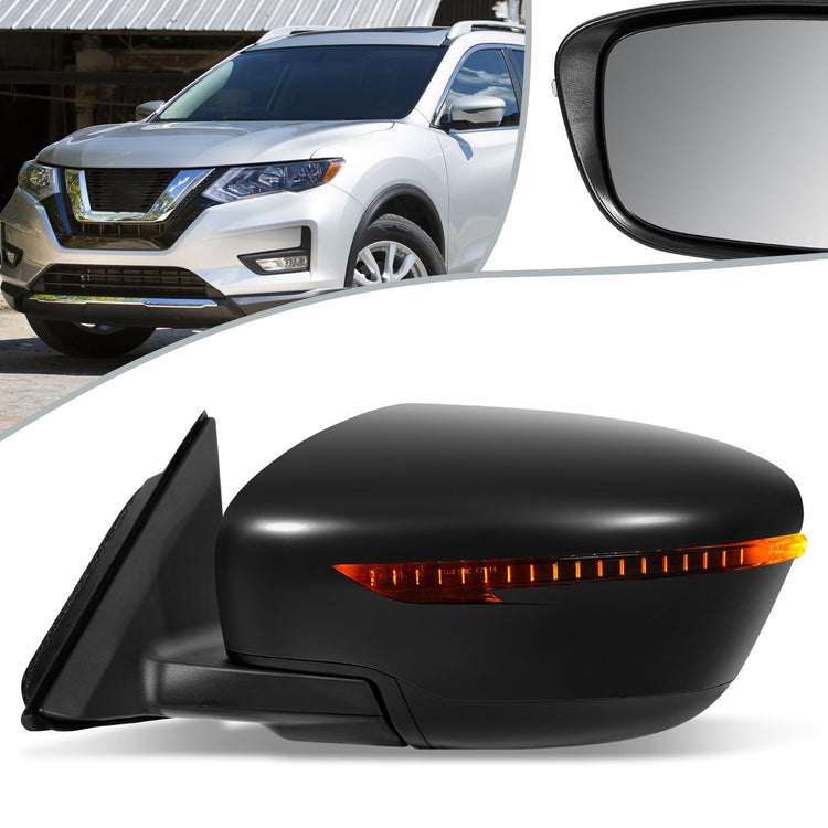 RETROVISOR MIRROR - OEM - 14-16 NISSAN ROGUE - POWERED - W/ SIGNAL LIGHT - FOLDING - BLACK MATERIAL - LEFT