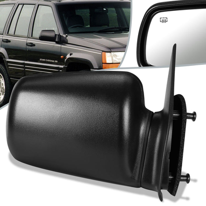 RETROVISOR MIRROR - OEM - 96-98 JEEP GRAND CHEROKEE - POWERED - HEATED - PAINTABLE - BLACK - RIGHT