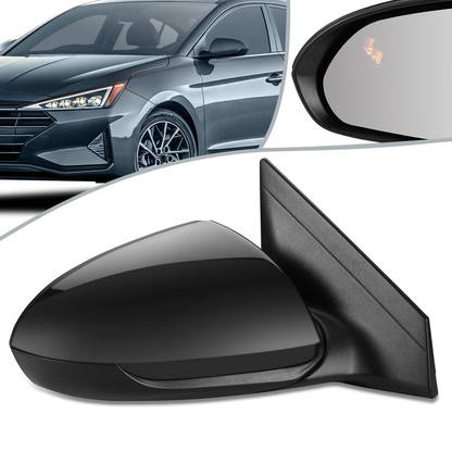 RETROVISOR MIRROR - OEM - 17-18 HYUNDAI ELANTRA - POWERED - HEATED - W/ BSD - FOLDING - BLACK MATERIAL - RIGHT