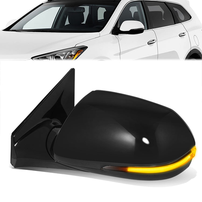RETROVISOR MIRROR - OE STYLE - HYUNDAI SANTA FE 13-16 - WITH POWER WITH HEATED GLASS WITH TURN SIGNAL WITH BLIND SPOT - DRIVER SIDE - PAINT TO MATCH - BLACK